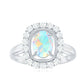 1.2 Carat Oval Cut Ethiopian Opal Halo Engagement Ring with Moissanite