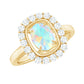 1.2 Carat Oval Cut Ethiopian Opal Halo Engagement Ring with Moissanite