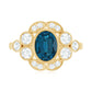 Real Oval London Blue Topaz Vintage Engagement Ring with Diamond