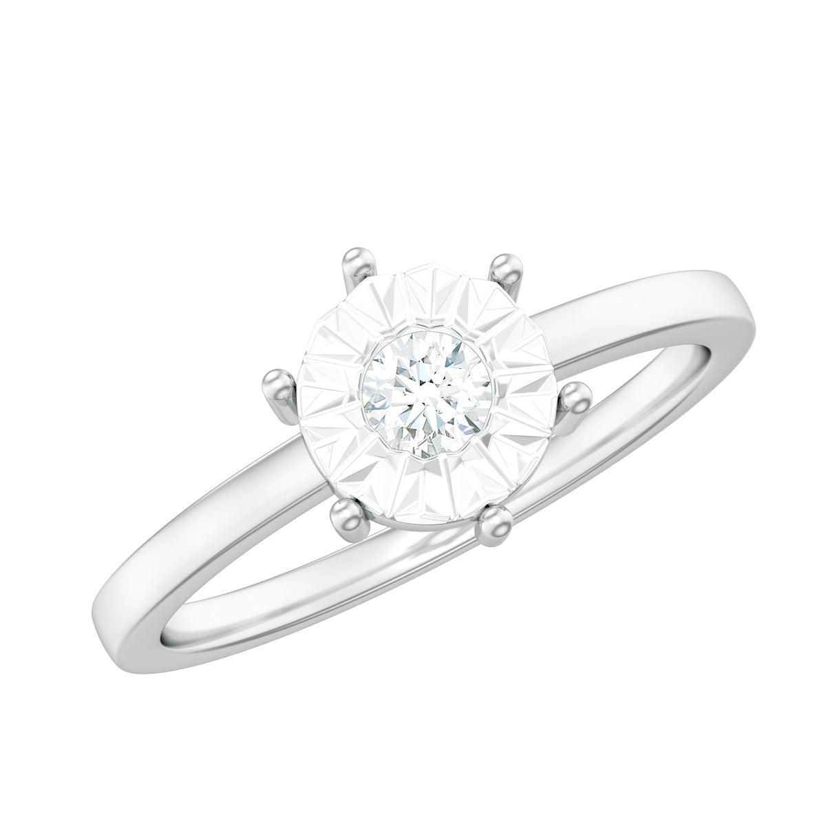Anillo de Promesa de Diamante Natural con Engaste de Ilusión