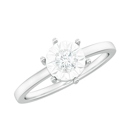 Anillo de Promesa de Diamante Natural con Engaste de Ilusión