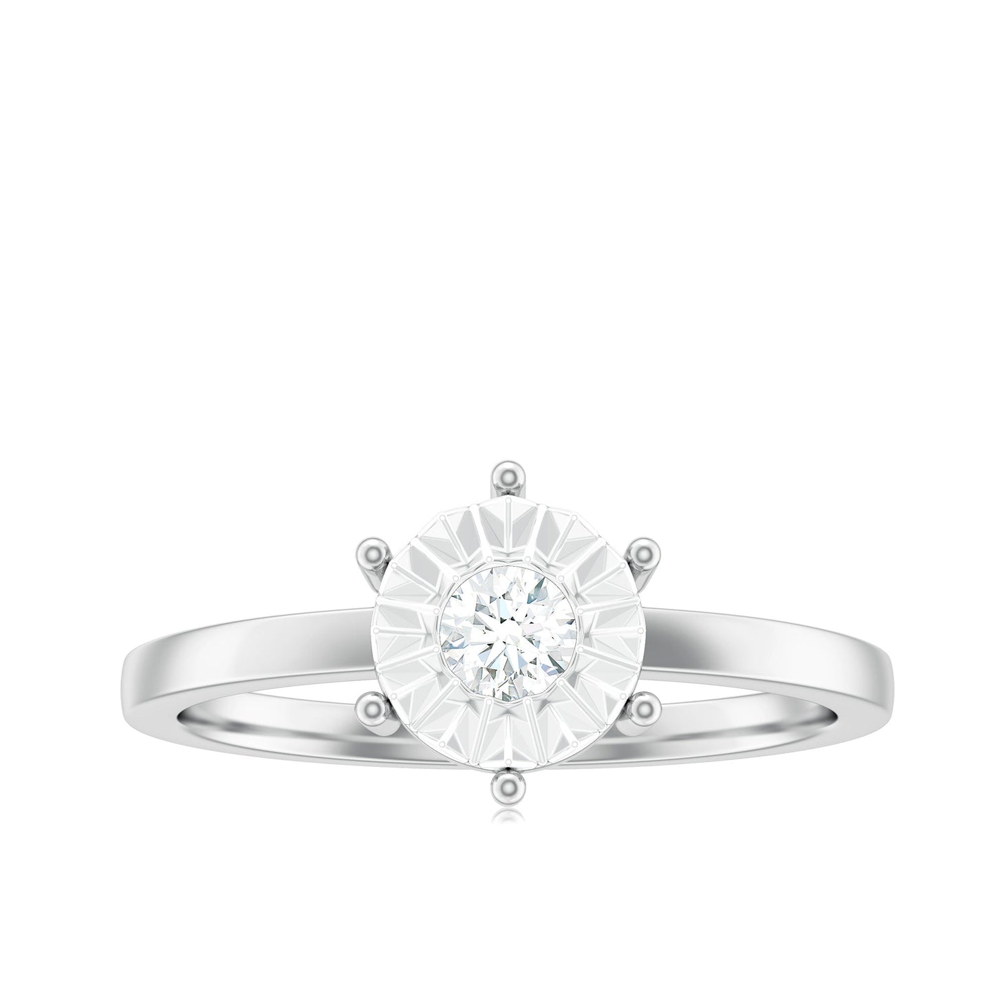 Anillo de Promesa de Diamante Natural con Engaste de Ilusión