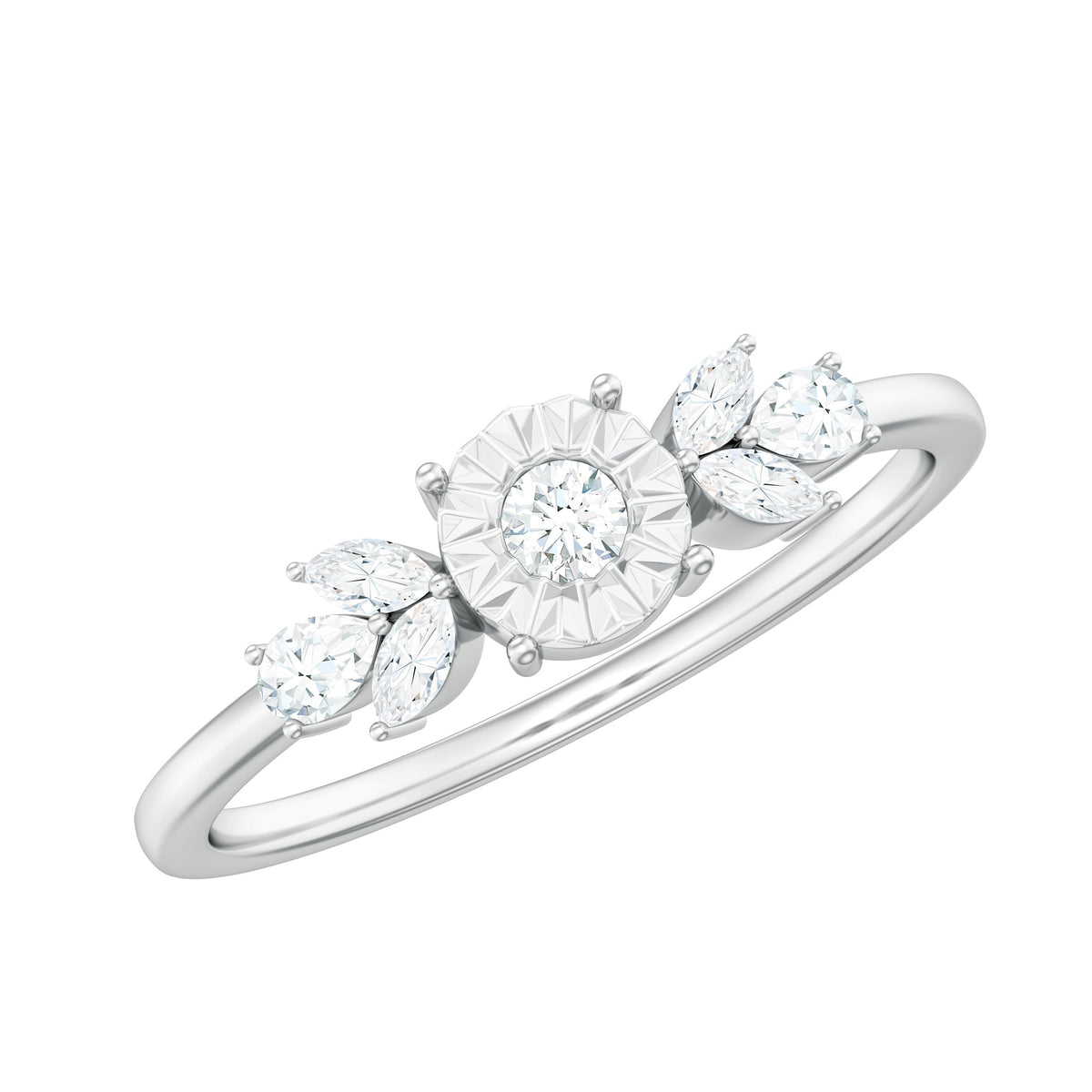 Nature Inspired Diamond Leaf Promise Ring for Women