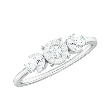 Nature Inspired Diamond Leaf Promise Ring for Women