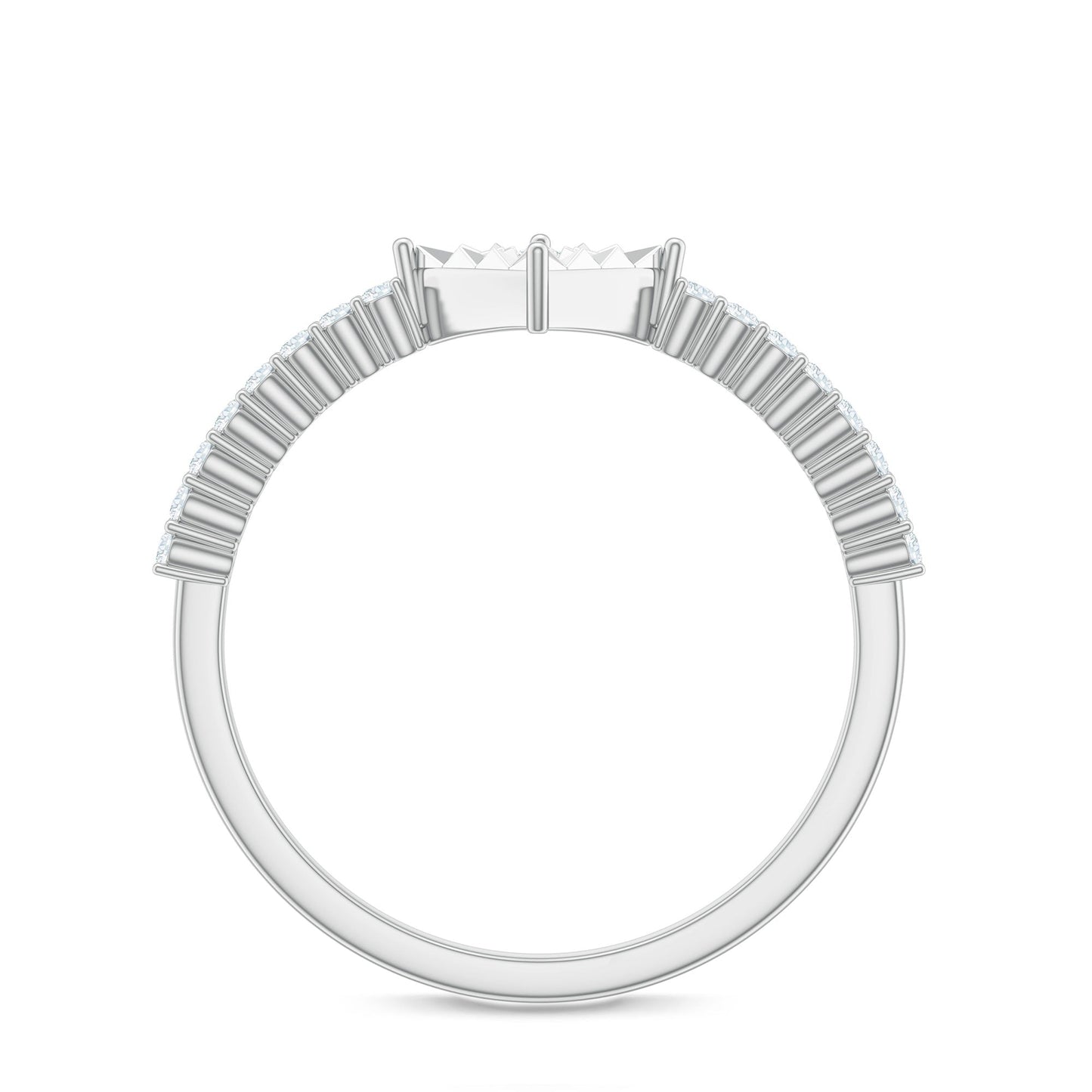 Anillo de promesa de diamante auténtico en engaste de ilusión