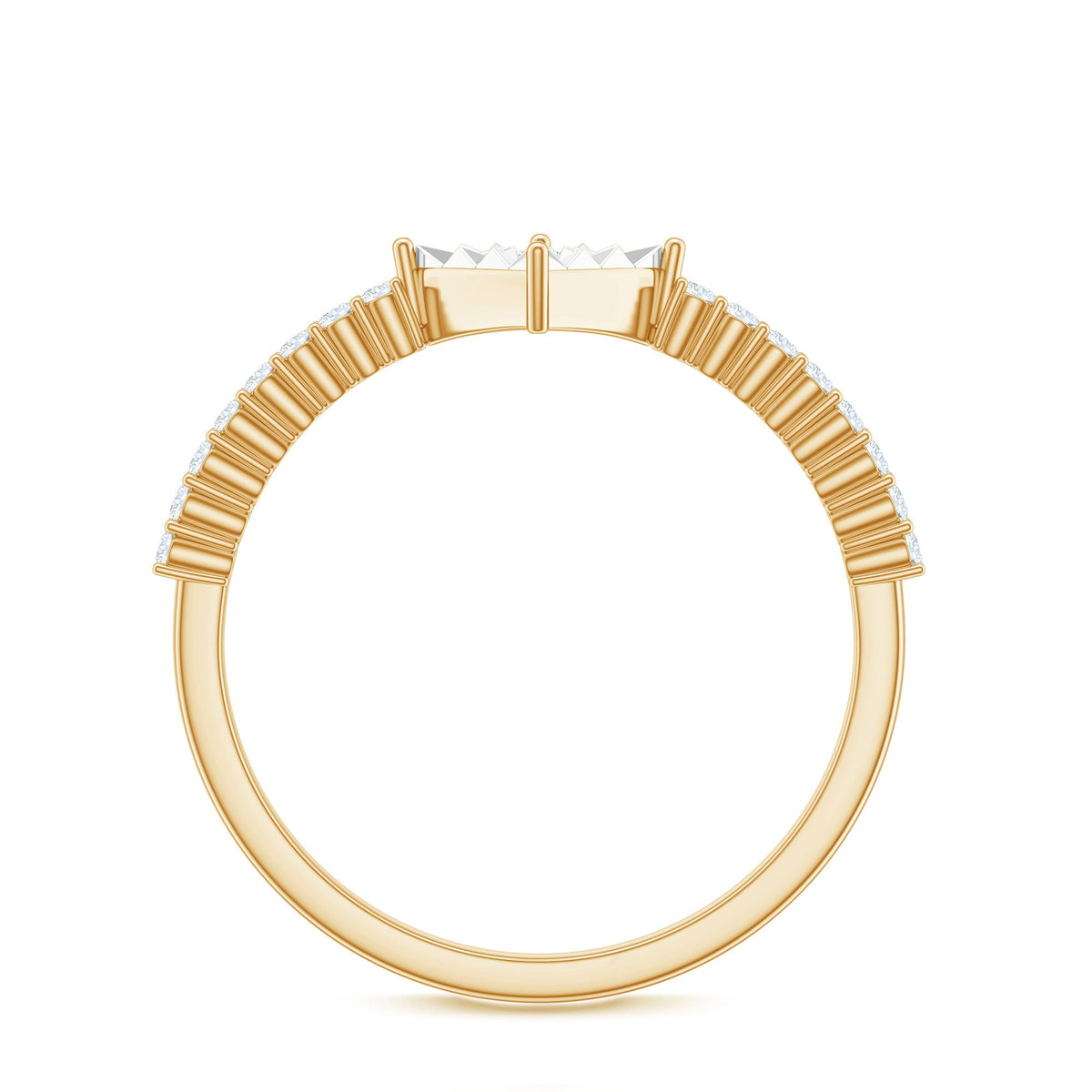 Anillo de promesa de diamante auténtico en engaste de ilusión
