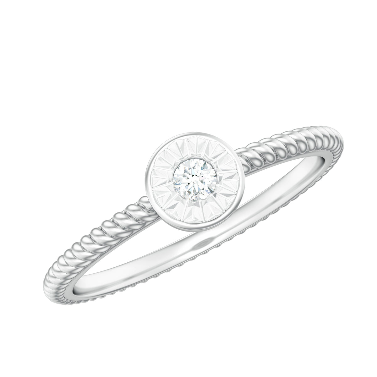 Anillo de compromiso con diamantes en engaste ilusión