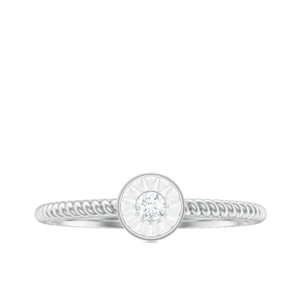 Anillo de compromiso con diamantes en engaste ilusión