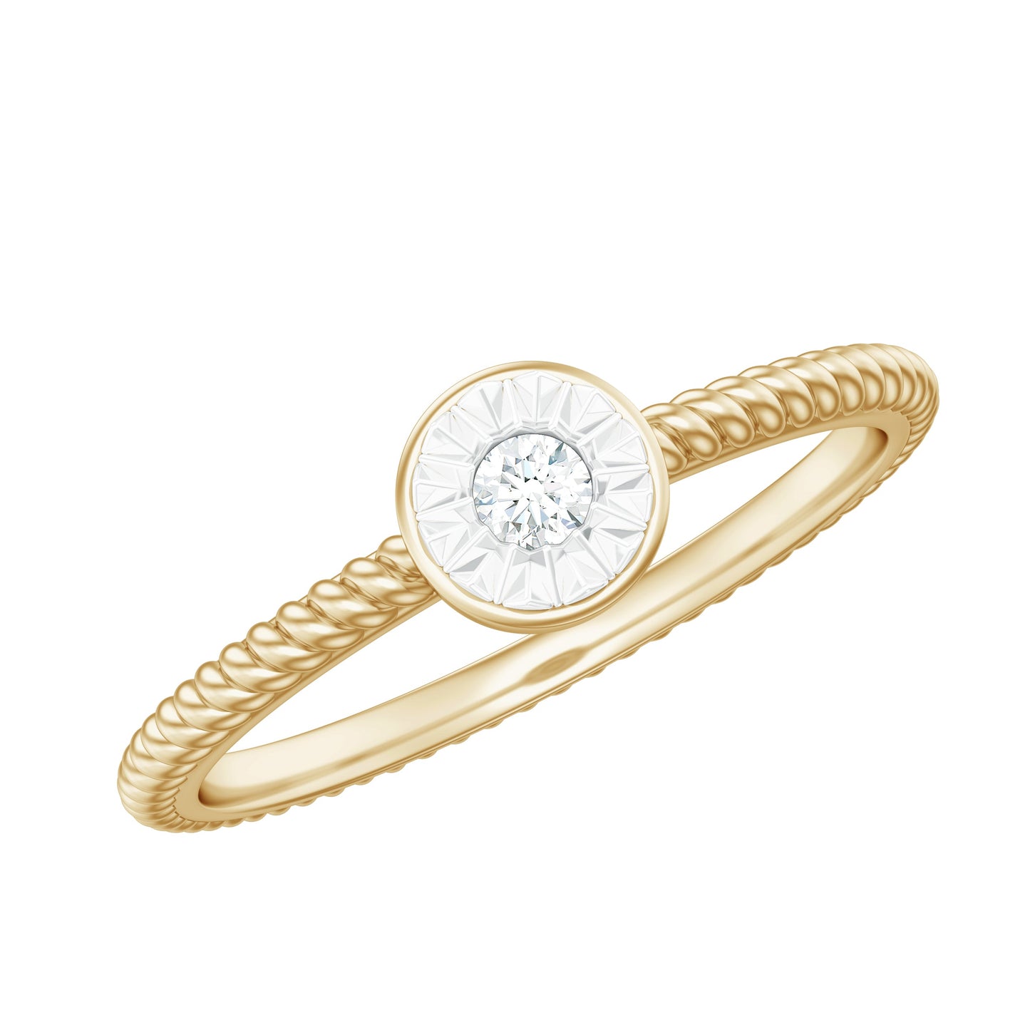 Anillo de compromiso con diamantes en engaste ilusión