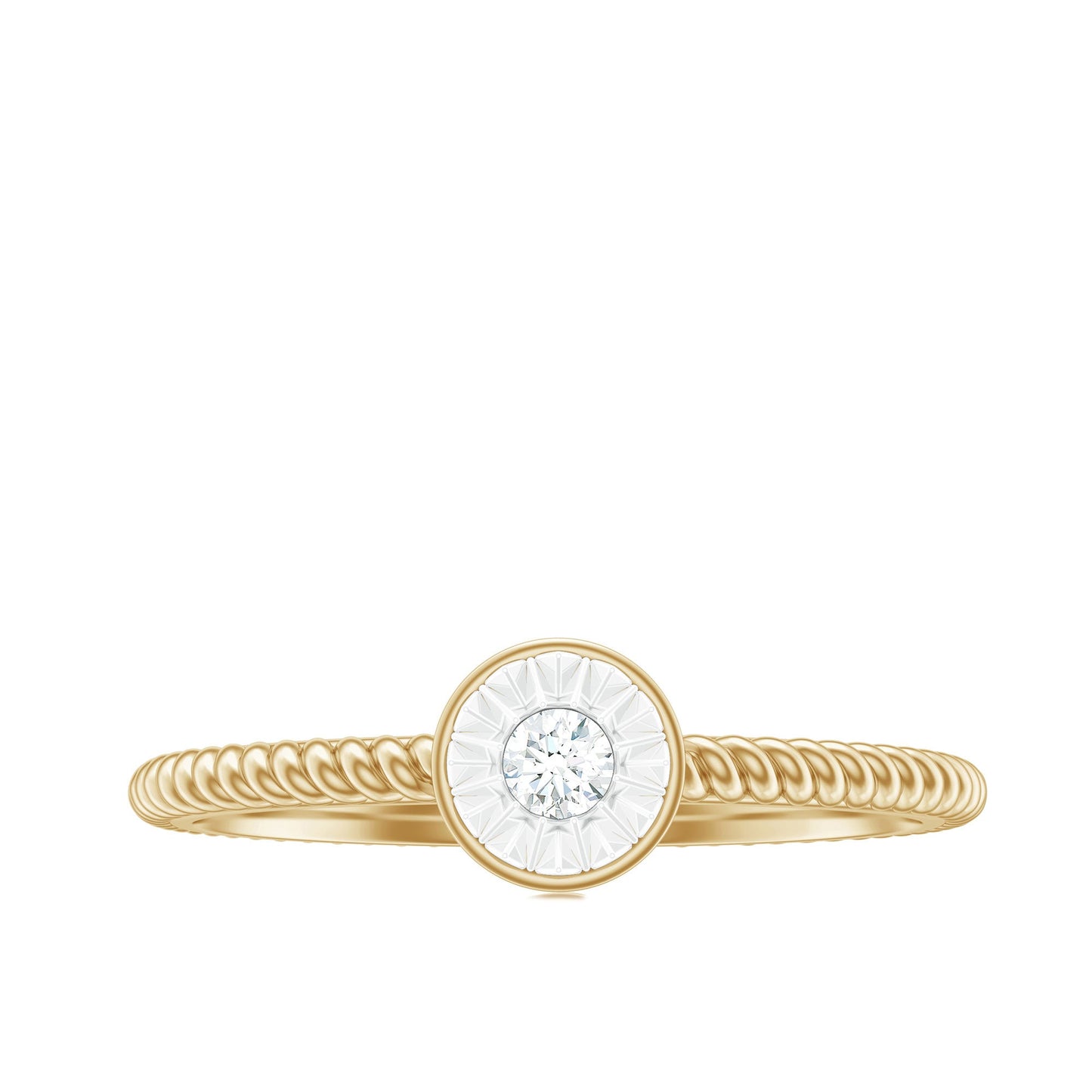 Anillo de compromiso con diamantes en engaste ilusión