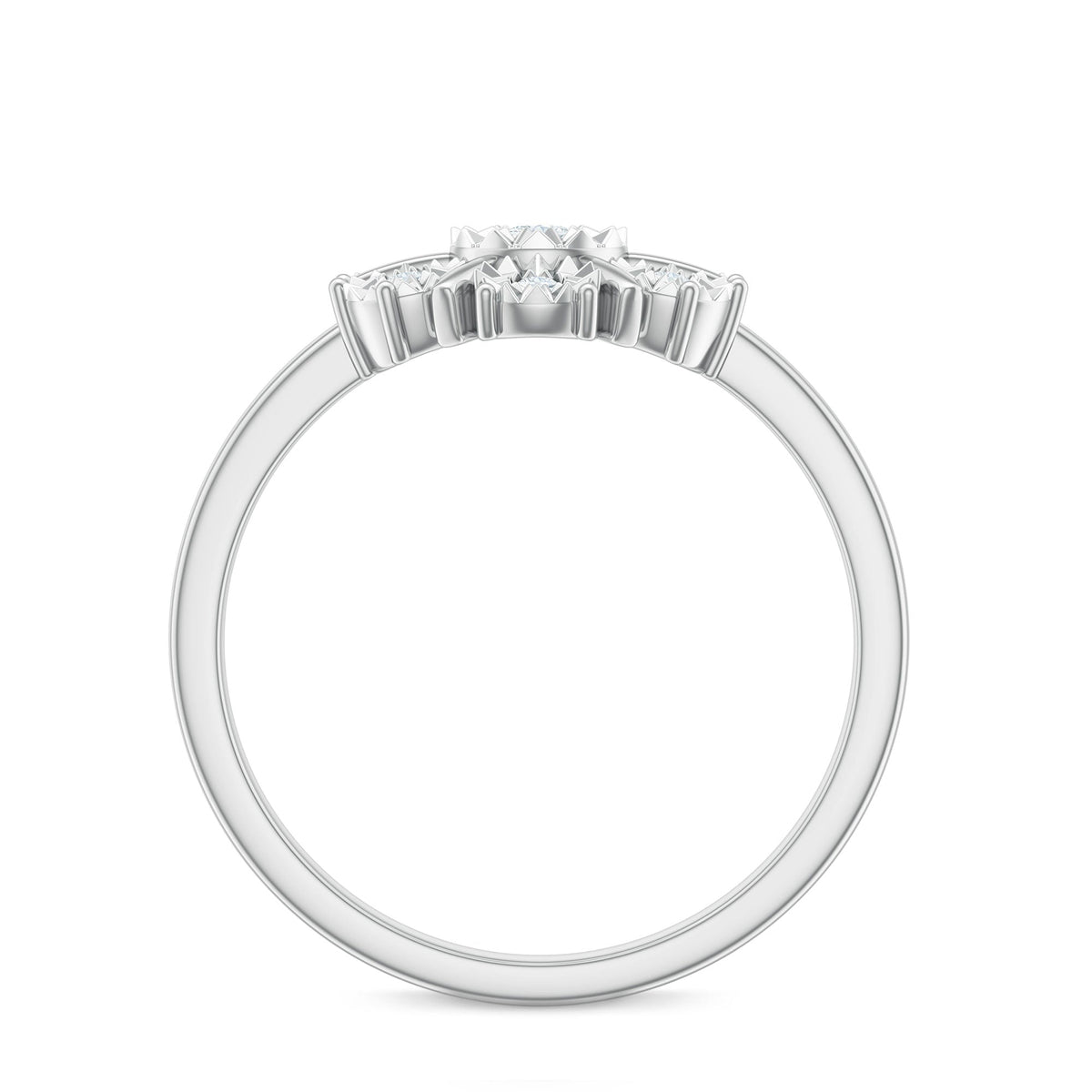 Anillo de compromiso de diamantes naturales en racimo con montura de ilusión