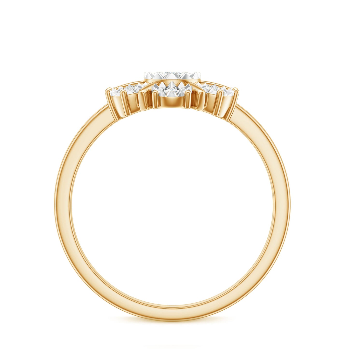 Anillo de compromiso de diamantes naturales en racimo con montura de ilusión
