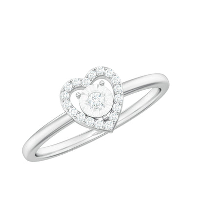Anillo de Compromiso de Corazón de Diamante Auténtico Certificado