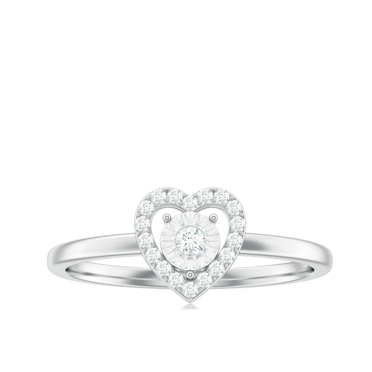 Anillo de Compromiso de Corazón de Diamante Auténtico Certificado