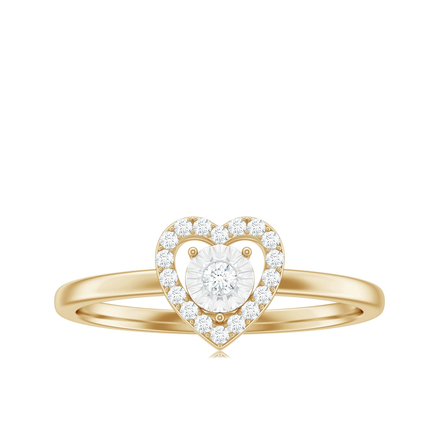 Anillo de Compromiso de Corazón de Diamante Auténtico Certificado