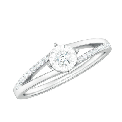 Anillo de compromiso de diamante natural con vástago dividido