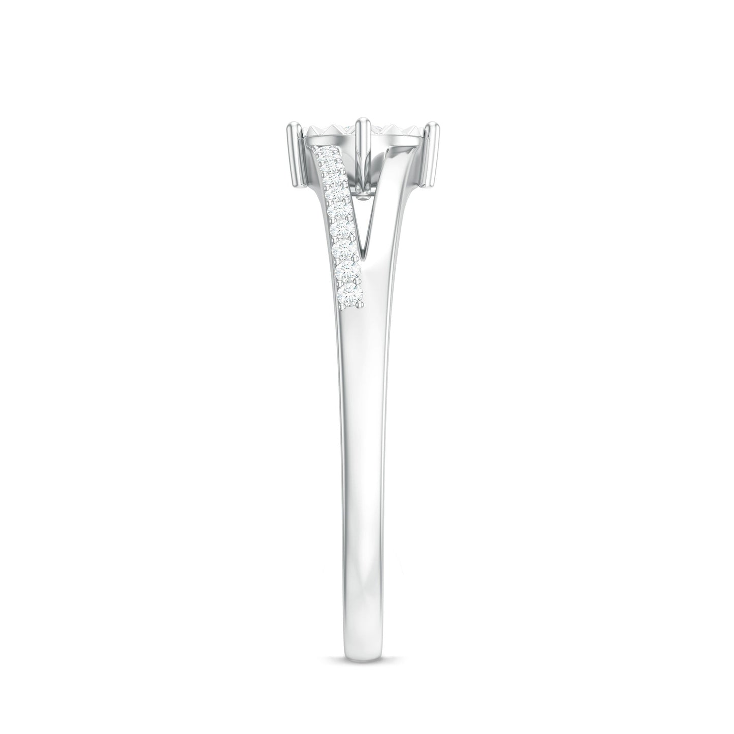 Anillo de compromiso de diamante natural con vástago dividido
