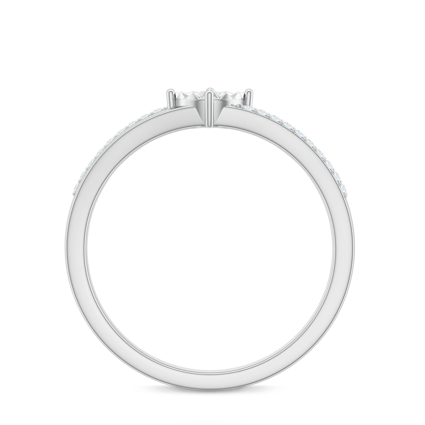 Anillo de compromiso de diamante natural con vástago dividido