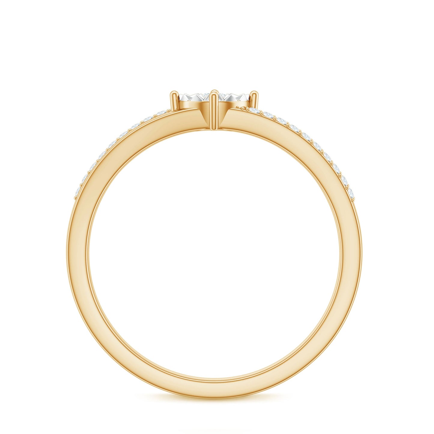 Anillo de compromiso de diamante natural con vástago dividido