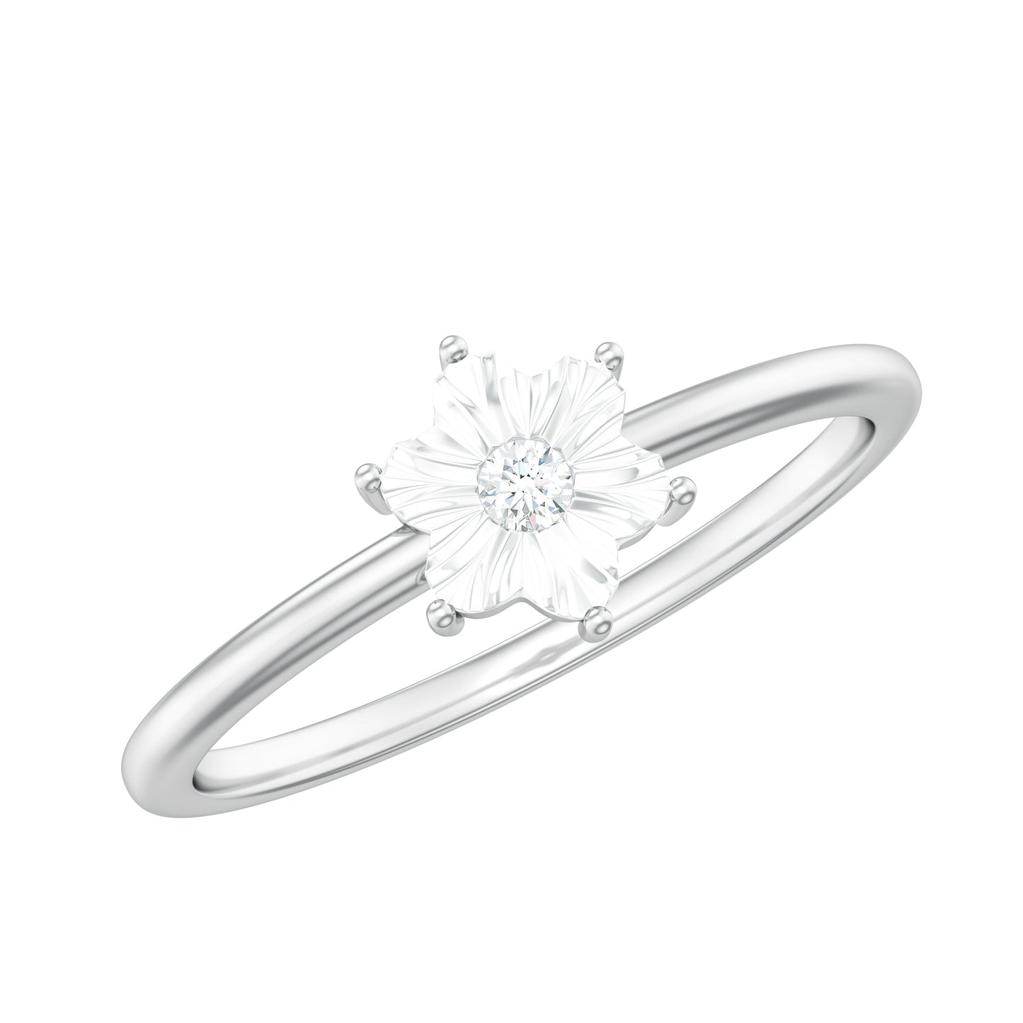 Anillo de oro con diamante en forma de flor y certificado