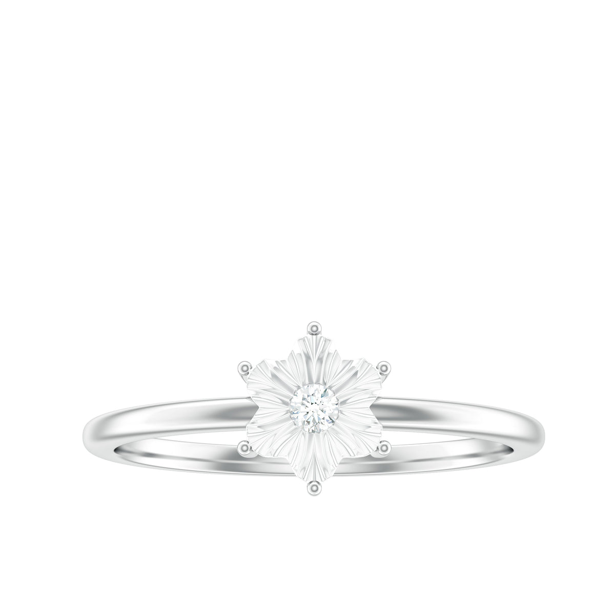 Anillo de oro con diamante en forma de flor y certificado