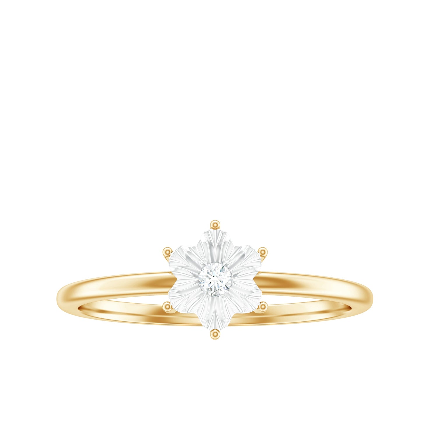 Anillo de oro con diamante en forma de flor y certificado