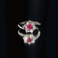 Natural 0.6 Carat Ruby Flower Engagement Ring with Diamond Bypass Shank