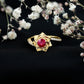 Natural 0.6 Carat Ruby Flower Engagement Ring with Diamond Bypass Shank