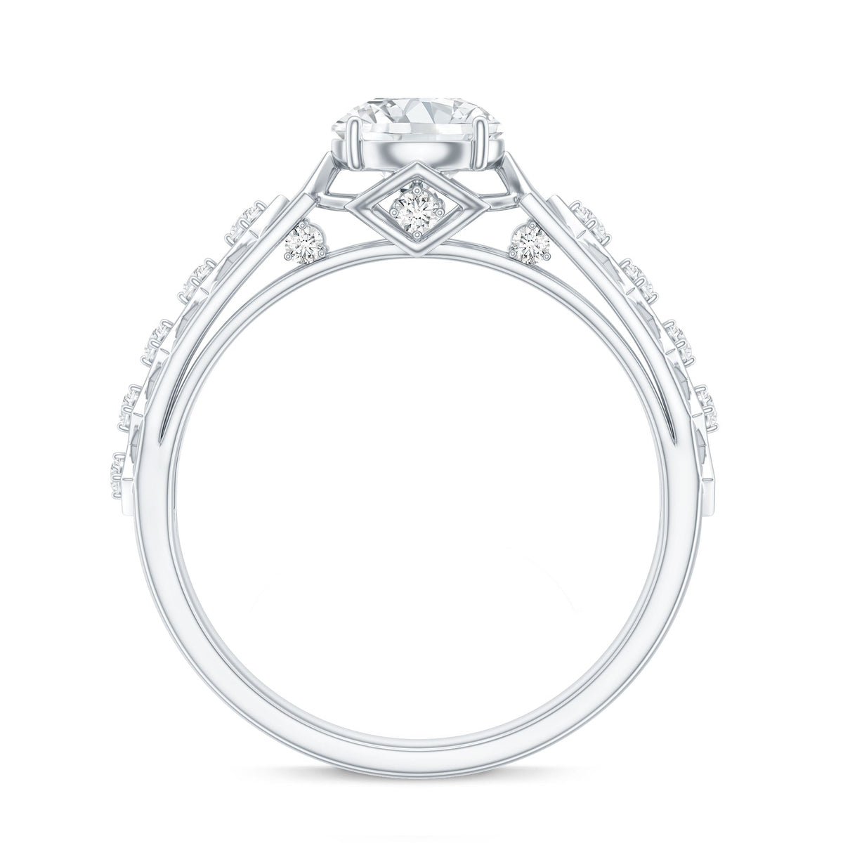 Anillo de compromiso art déco con moissanita certificada de talla redonda