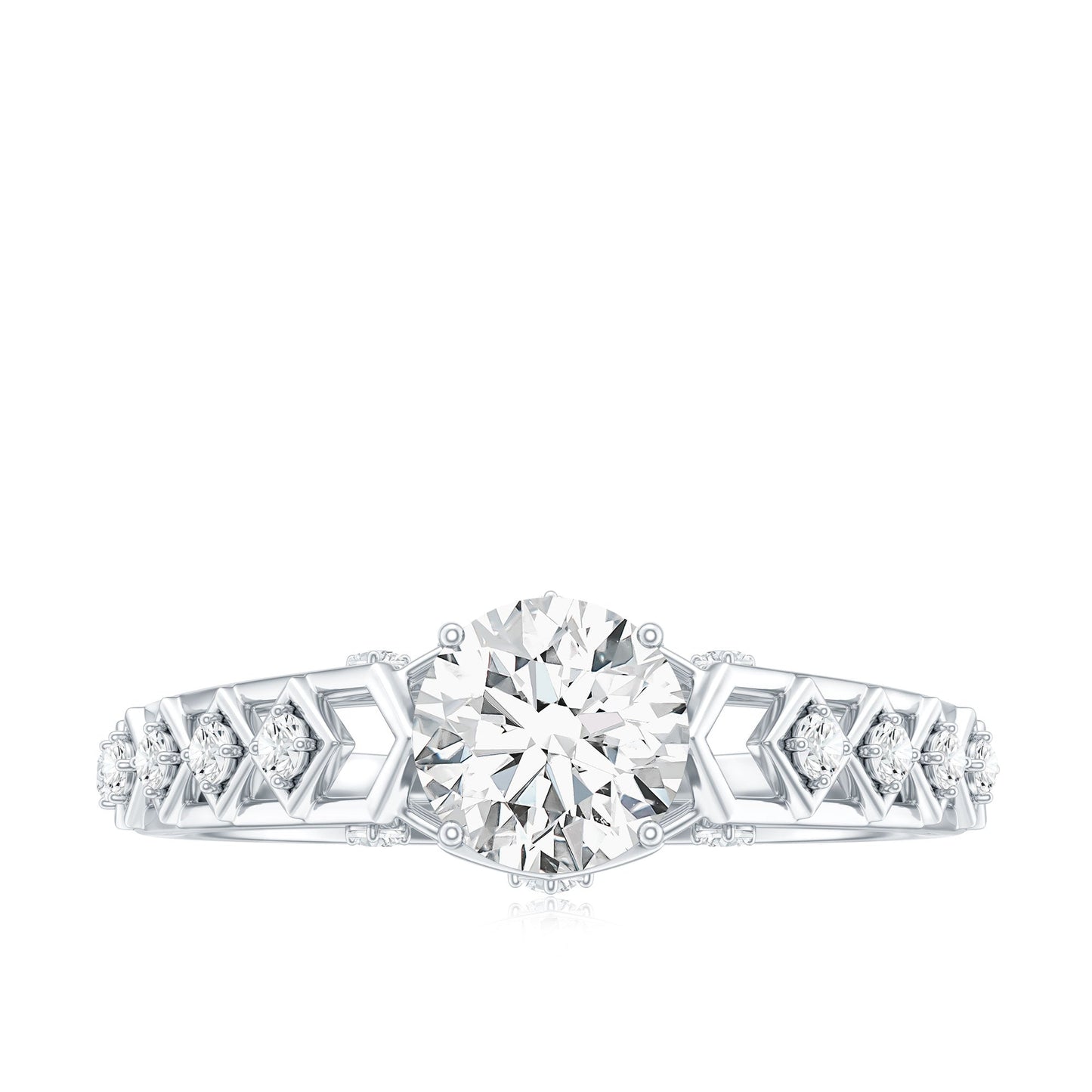 Anillo de compromiso art déco con moissanita certificada de talla redonda