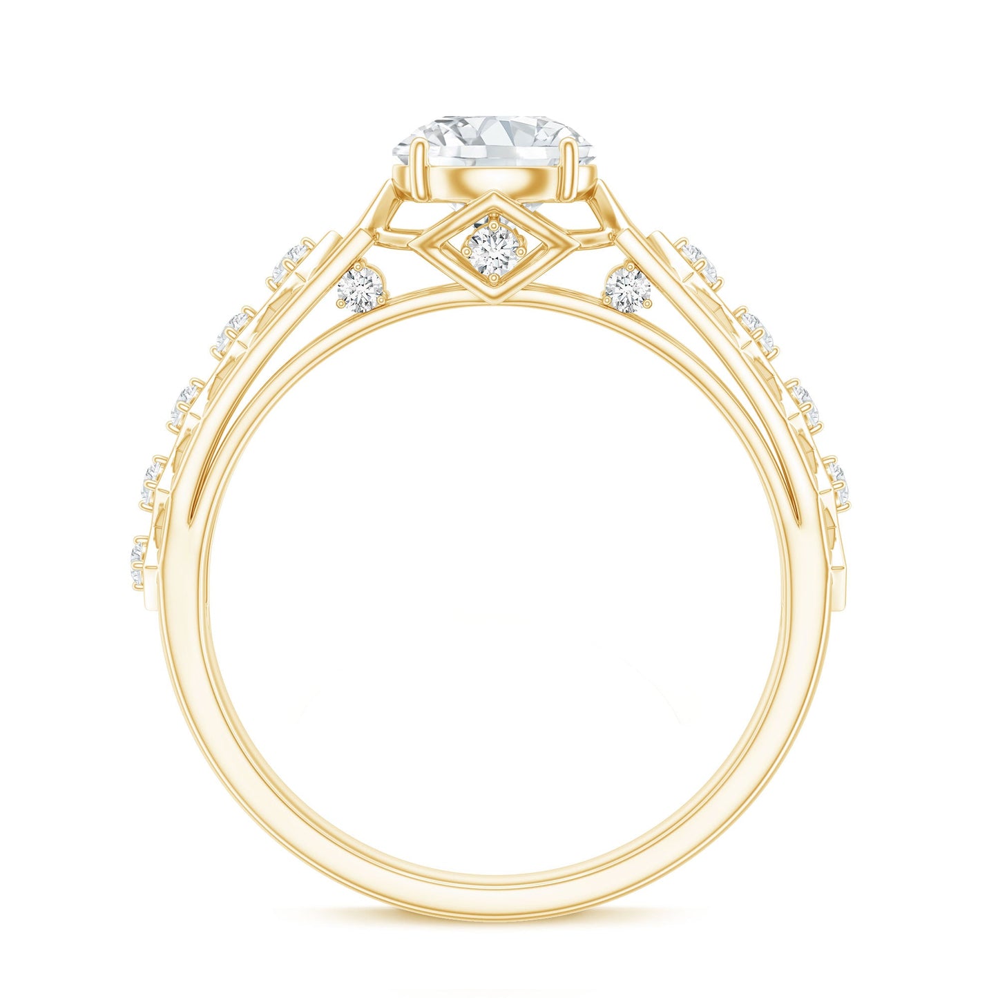 Anillo de compromiso art déco con moissanita certificada de talla redonda