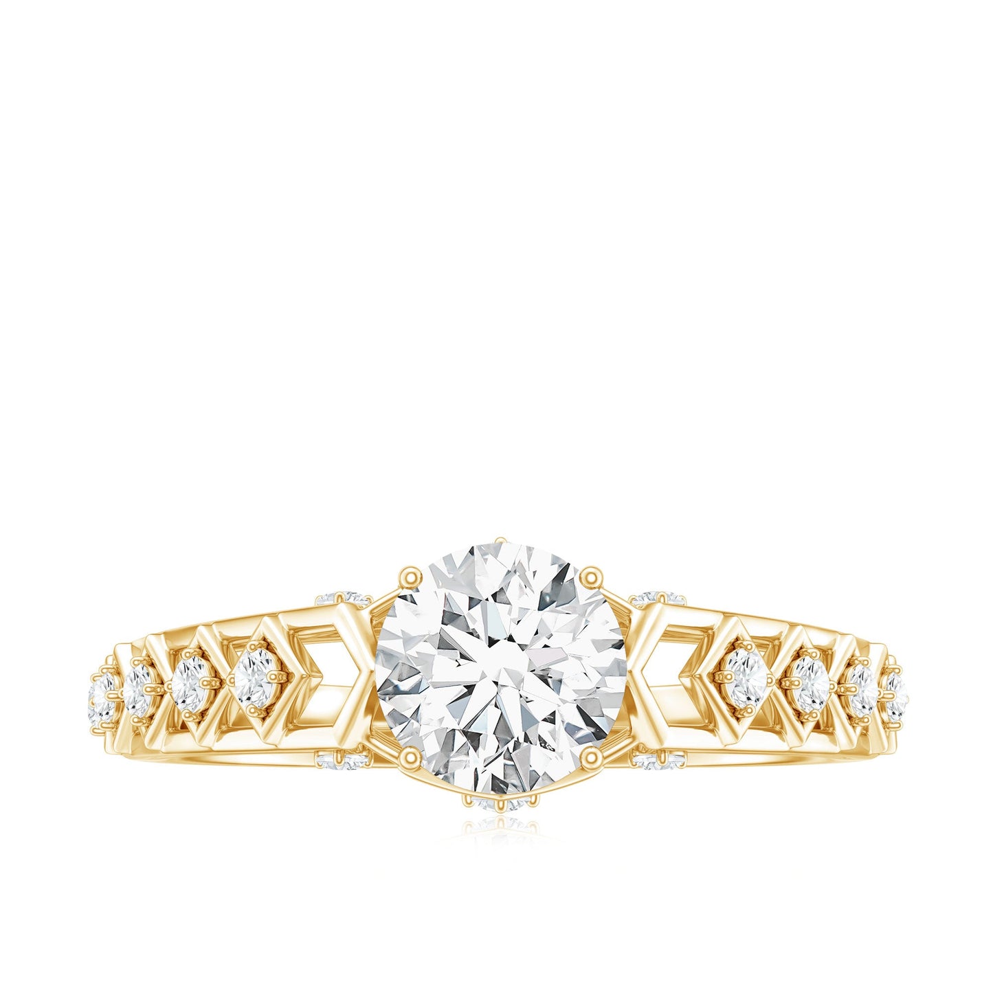 Anillo de compromiso art déco con moissanita certificada de talla redonda