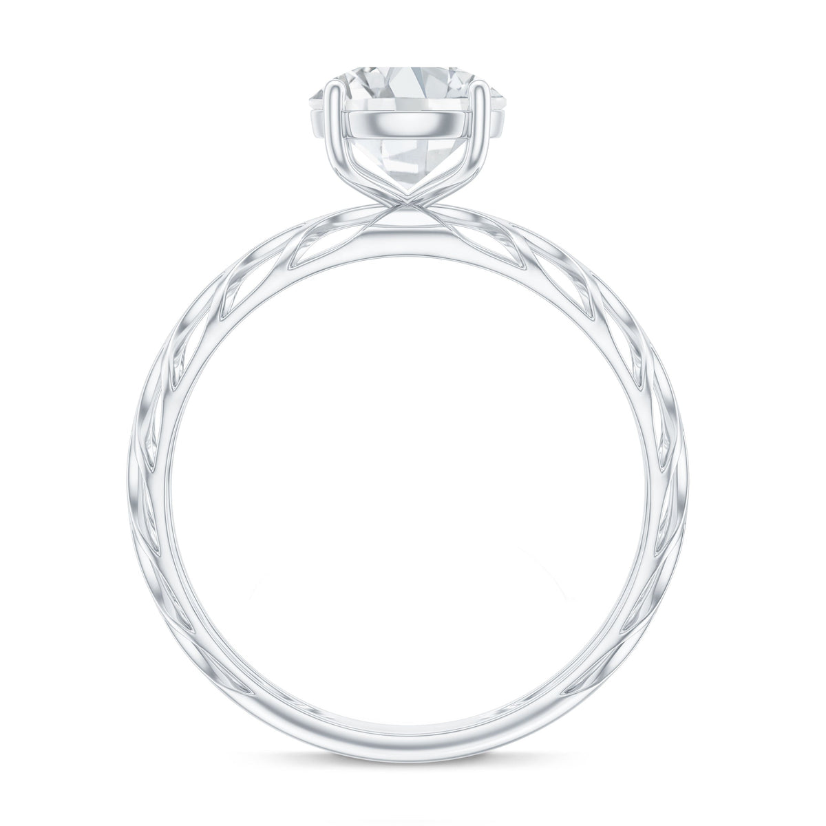 1 Carat Solitaire Moissanite Engagement Ring with Filigree Band