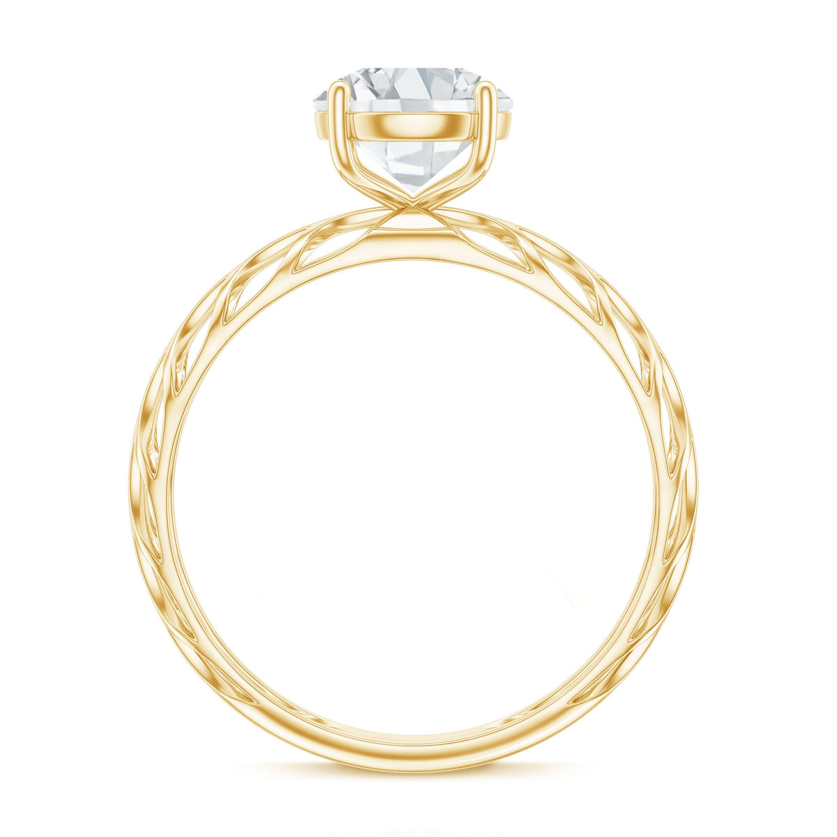 1 Carat Solitaire Moissanite Engagement Ring with Filigree Band