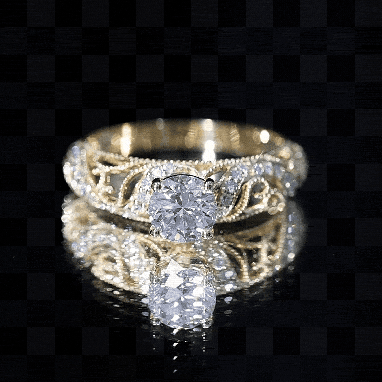 Anillo de compromiso de moissanita de 0,98 quilates de inspiración vintage para mujer