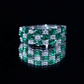 Oval Cut Lab Grown Emerald Statement Wedding Band with Diamond