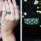 Oval Cut Lab Grown Emerald Statement Wedding Band with Diamond