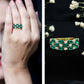 Oval Cut Lab Grown Emerald Statement Wedding Band with Diamond
