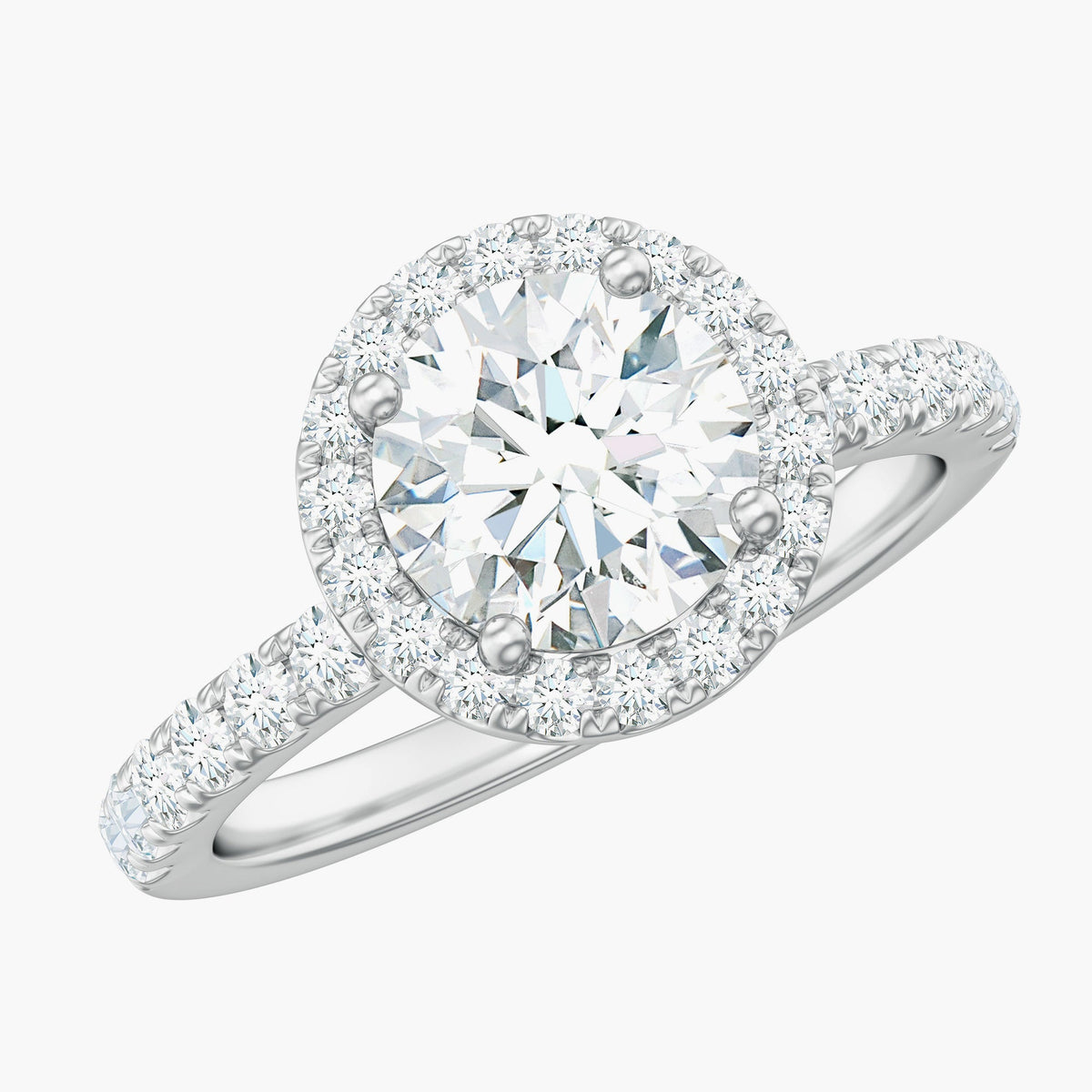 Anillo de compromiso clásico de moissanita con halo para mujer