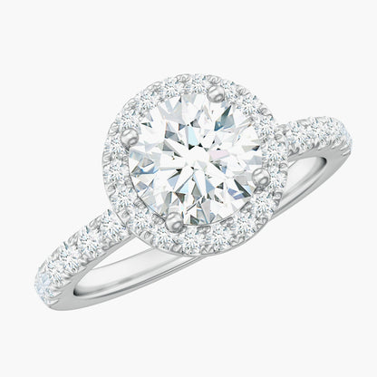 Anillo de compromiso clásico de moissanita con halo para mujer