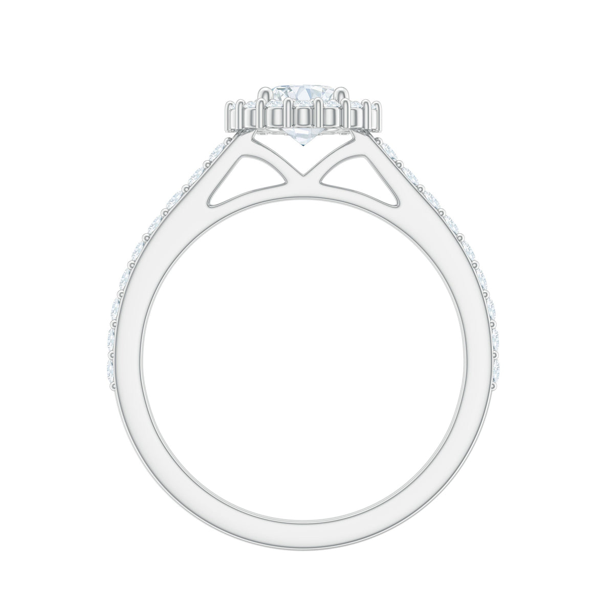 Anillo de compromiso clásico de moissanita con halo para mujer