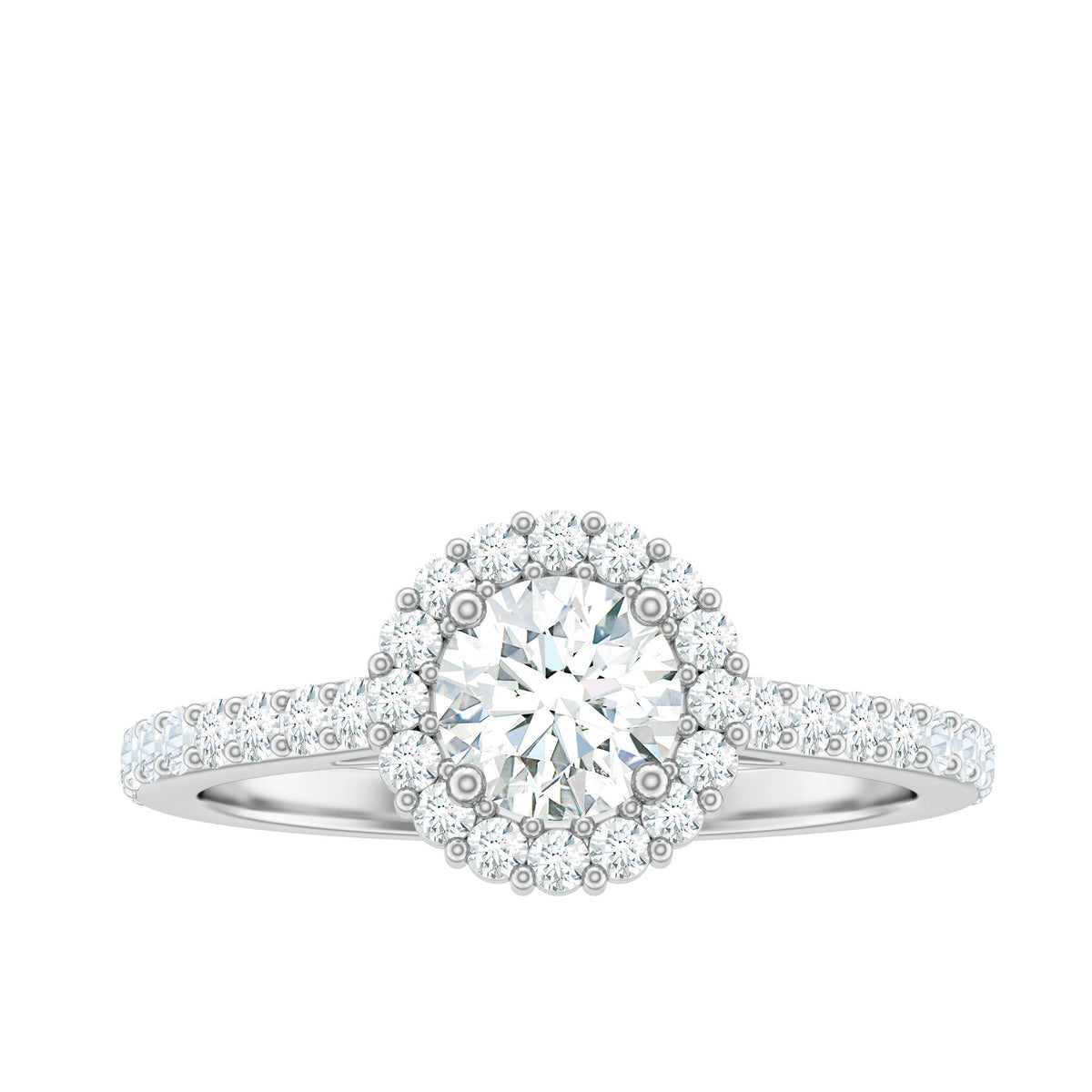 Anillo de compromiso clásico de moissanita con halo para mujer