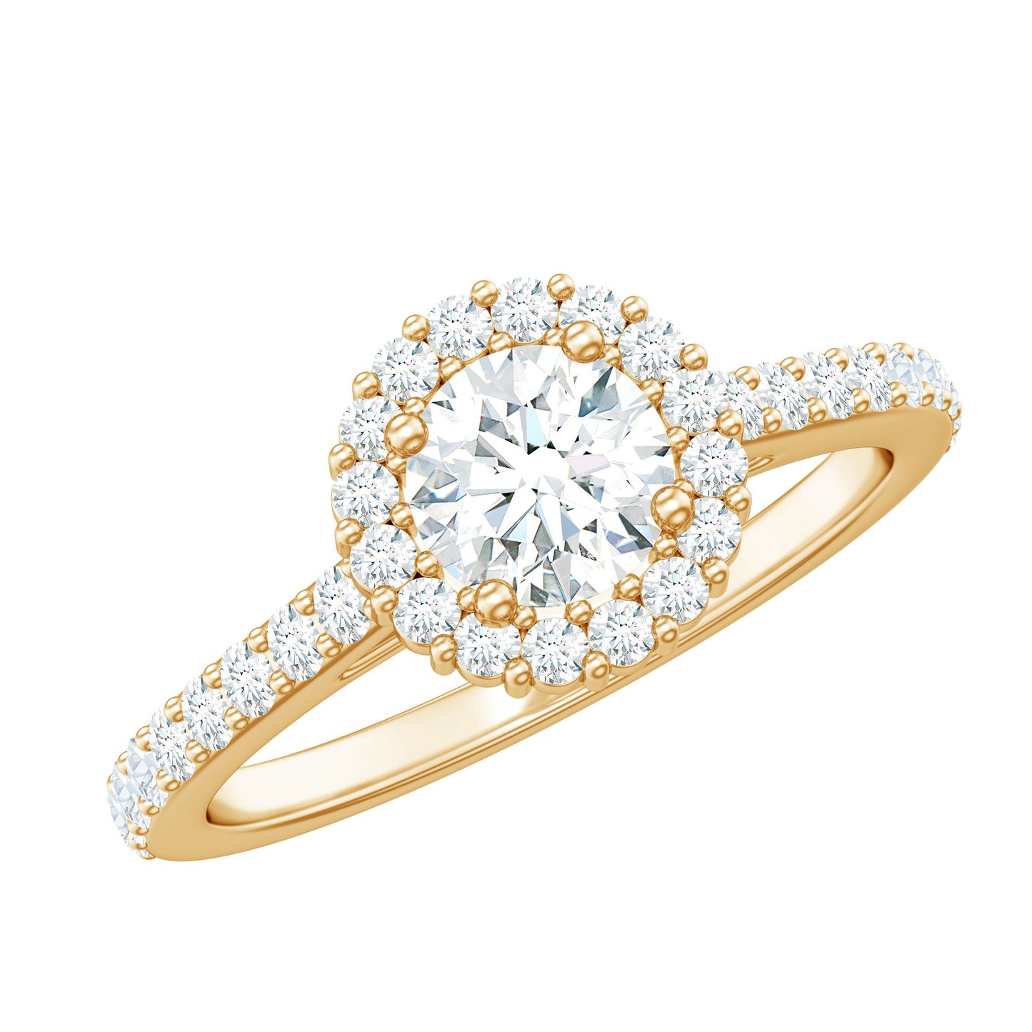 Anillo de compromiso clásico de moissanita con halo para mujer