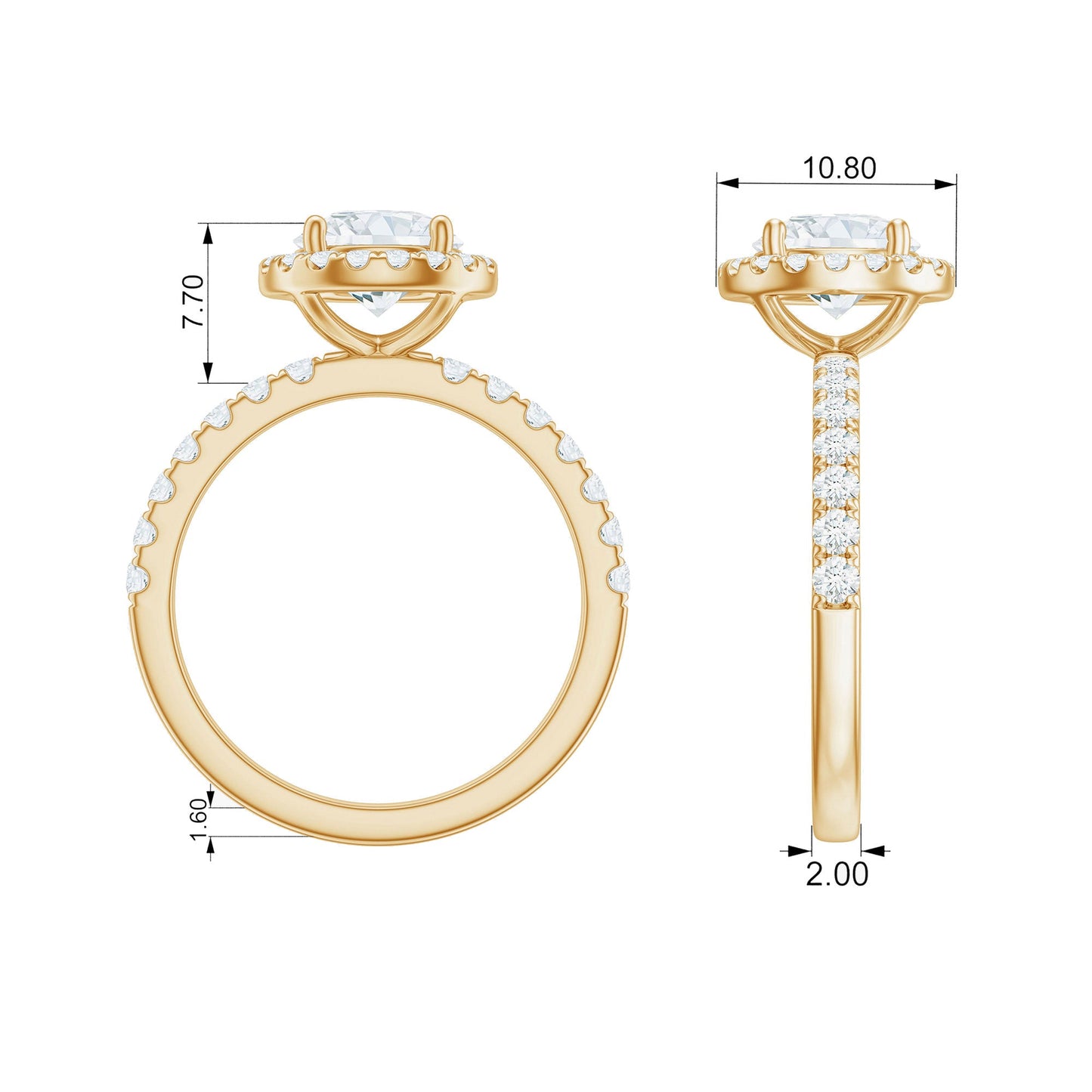 Anillo de compromiso clásico de moissanita con halo para mujer
