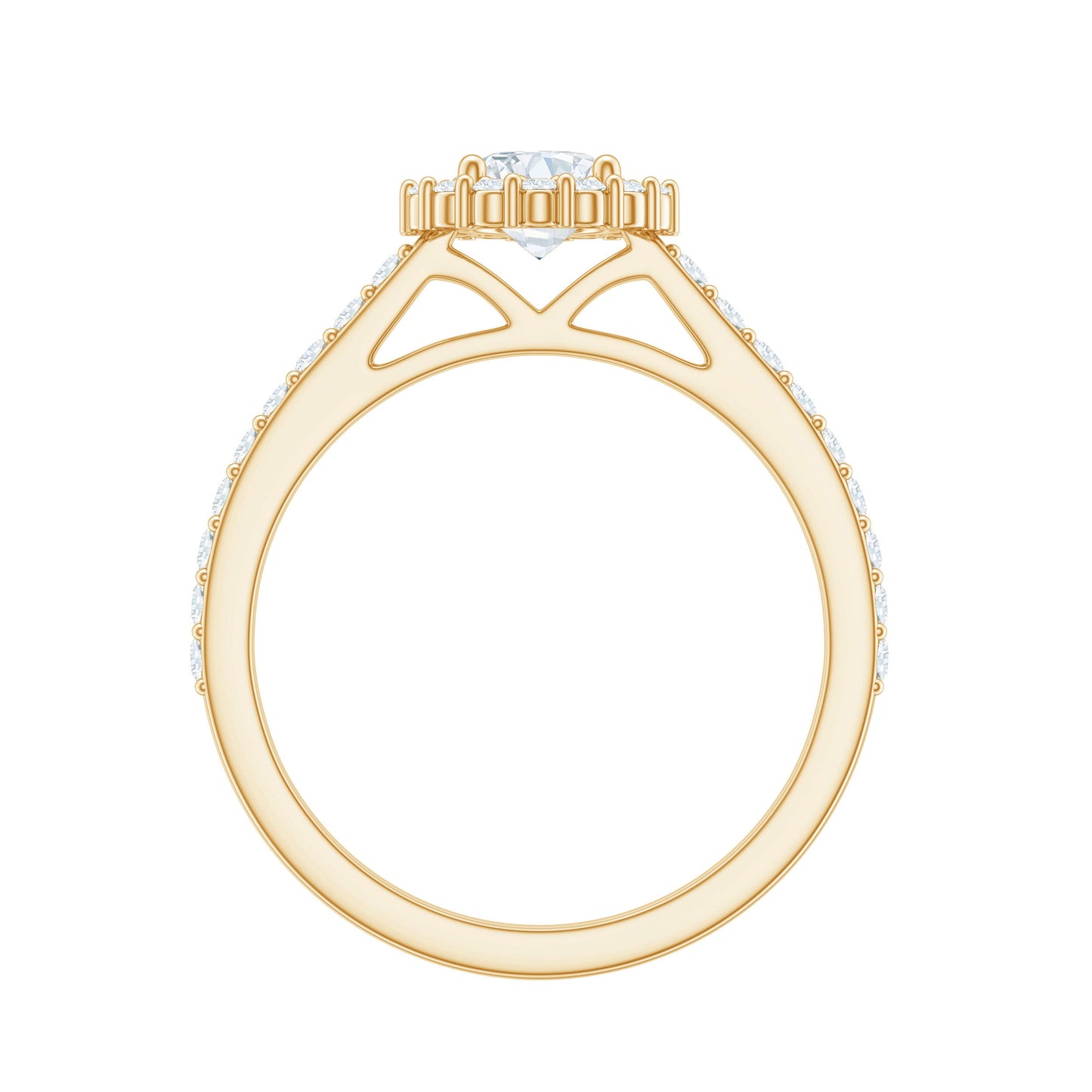 Anillo de compromiso clásico de moissanita con halo para mujer