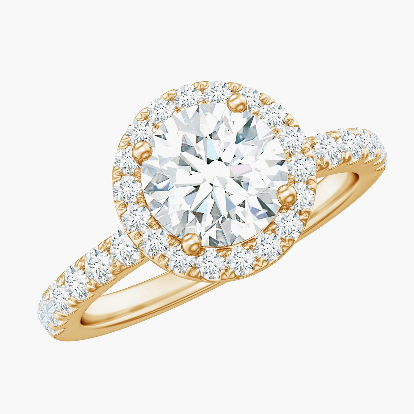 Anillo de compromiso clásico de moissanita con halo para mujer
