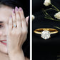 Anillo de compromiso solitario de moissanita talla brillante de 2 CT con certificado