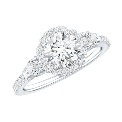 Moissanite Halo Engagement Ring for Her with Certificate