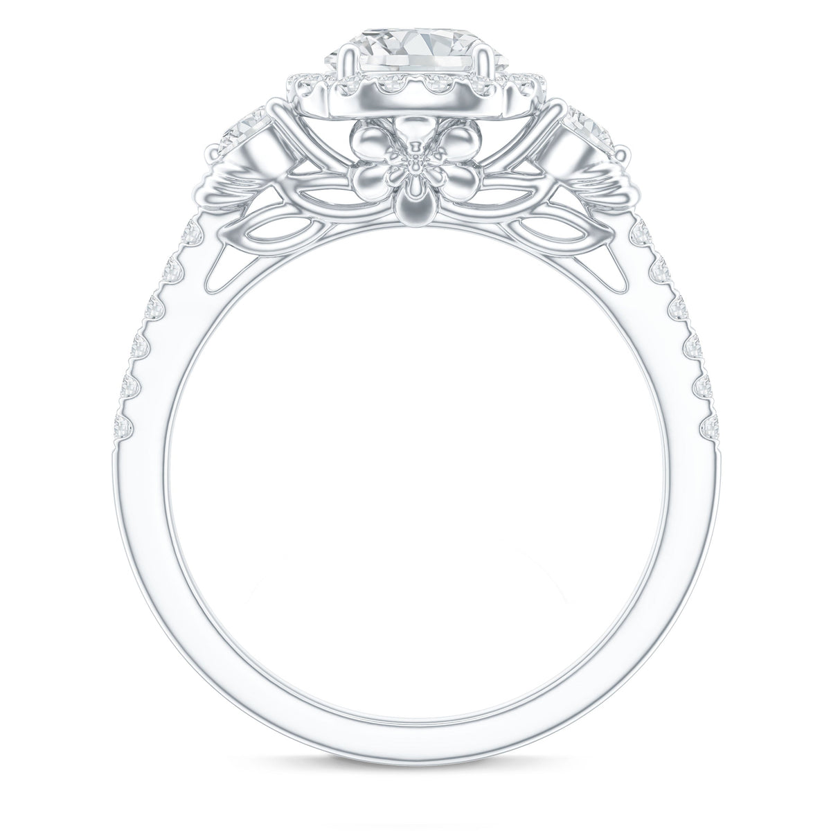 Moissanite Halo Engagement Ring for Her with Certificate