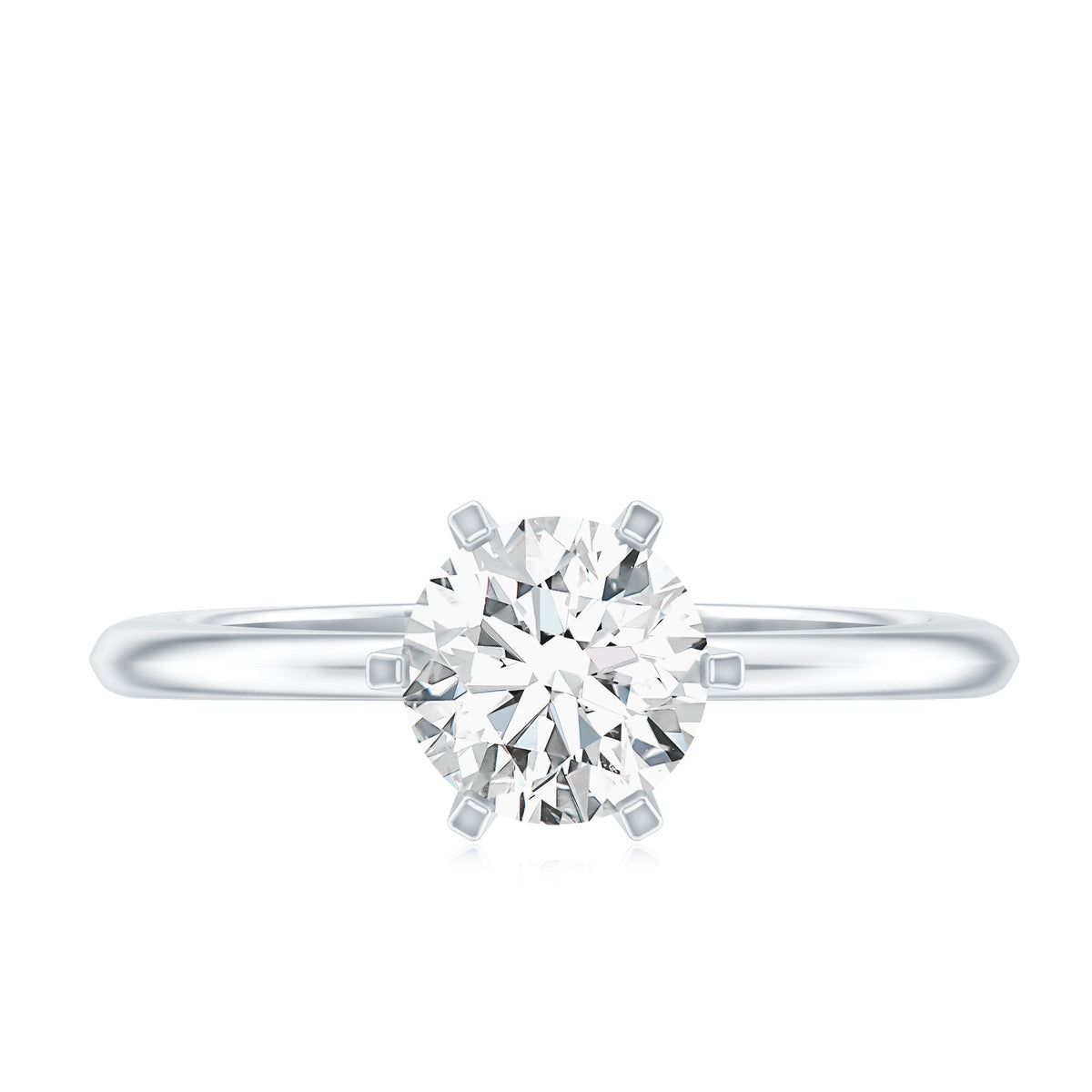 Certified 1 CT Moissanite Round Solitaire Engagement Ring